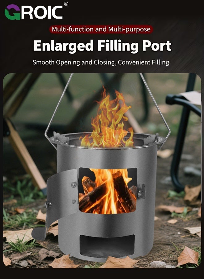 GROIC Portable Firewood Stove, Wood Burning Camp Stove, Woodstove with Carrying Case for Backpacking Outdoor Cooking, Traveling Survival Cooking Stove Stainless, Steel Emergency Camping Stove - Image 3